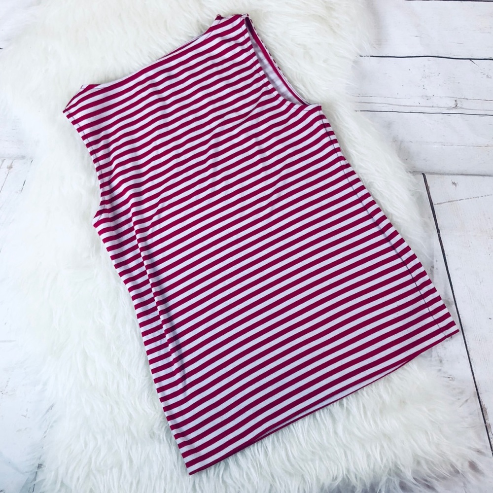 Ann Taylor Striped Red White Blouse